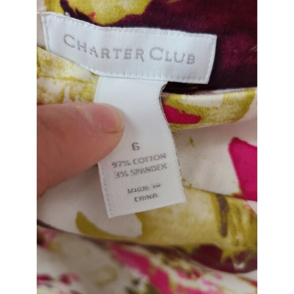 Charter Club Womens Pencil Skirt Sz 6 Watermelon Comb Floral Cotton Carrier NWT - Picture 8 of 9